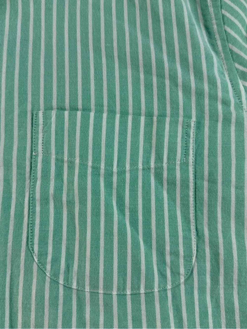 J Crew Mens Broken In Oxford Shirt L Green Stripe Slim Fit Organic Cotton